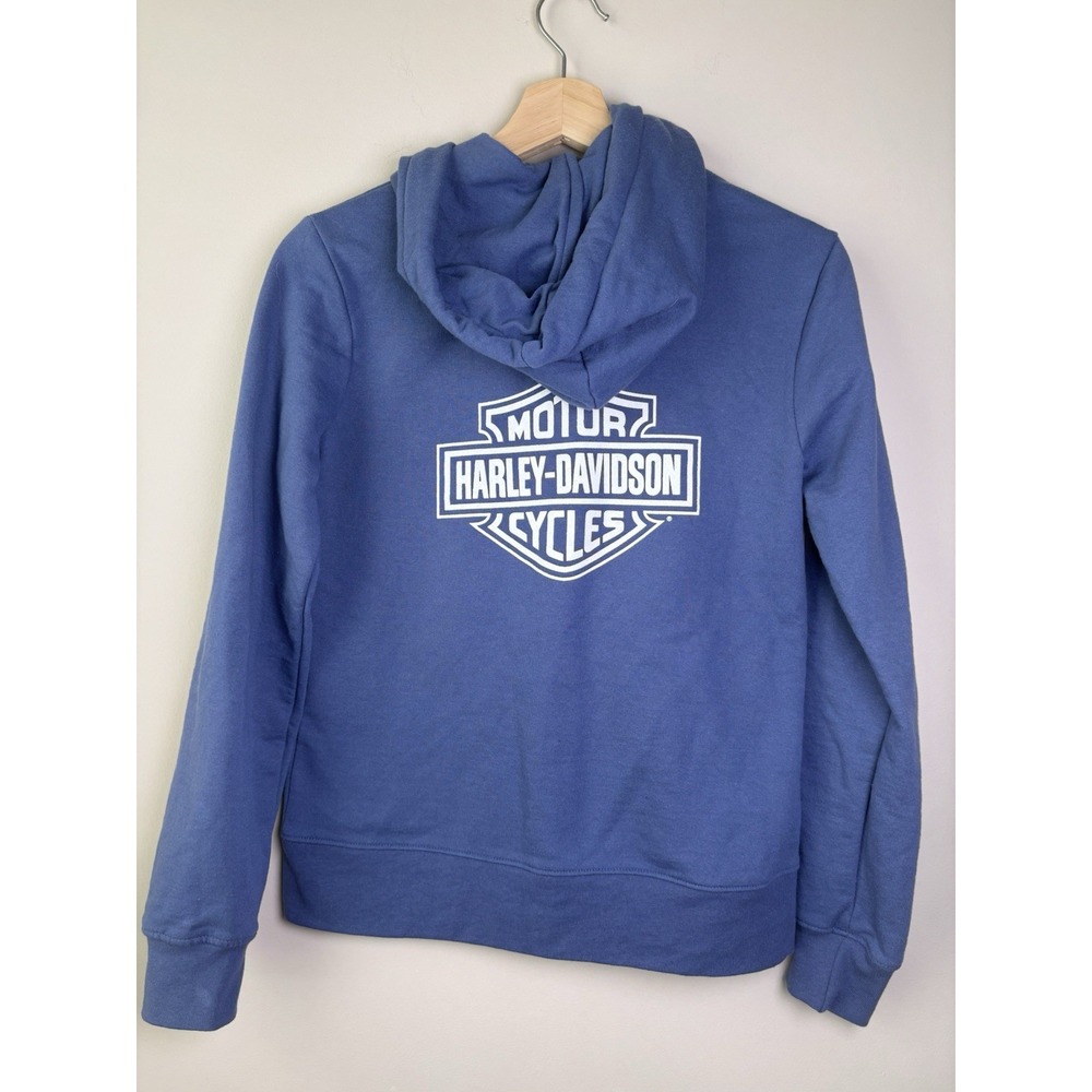 Women's Harley Davidson Zip Up Blue Hoodie Size XS - Picture 2 of 5